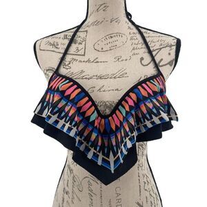 Victoria’s Secret Pink Ruffle Swimsuit Top Medium Multicolor‎